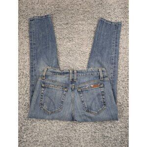 Joes Jeans Women 24 Blue Slim Crop Thrashed Denim Normcore Preppy Stretch Grunge